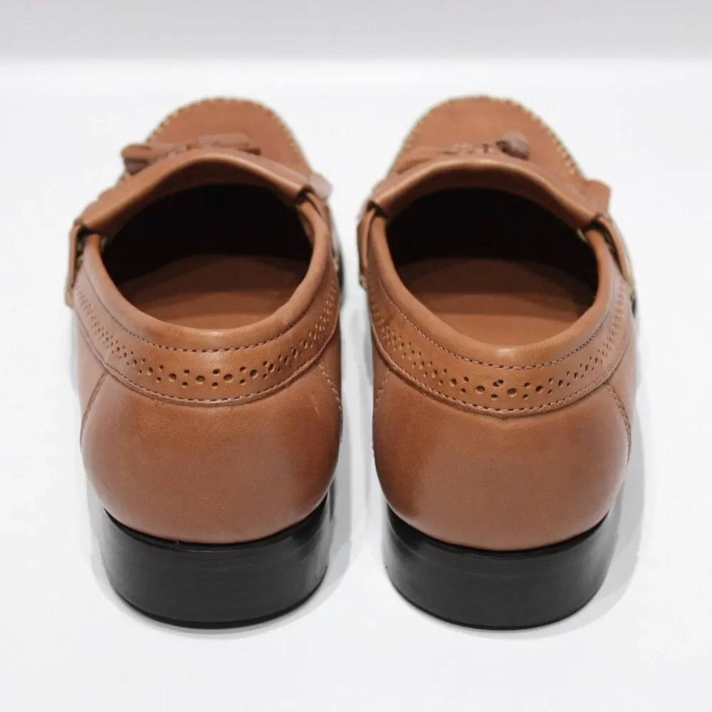 New Without Box Bass Jeremy Moc Toe Brown Leather Tasseled Loafer Men Size 9.5D